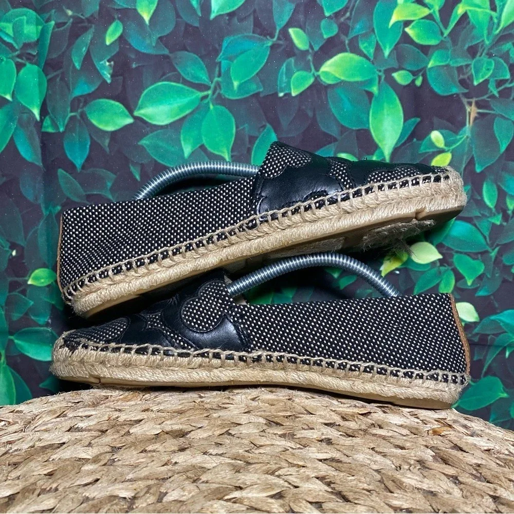 Tory Burch espadrille black leather double T